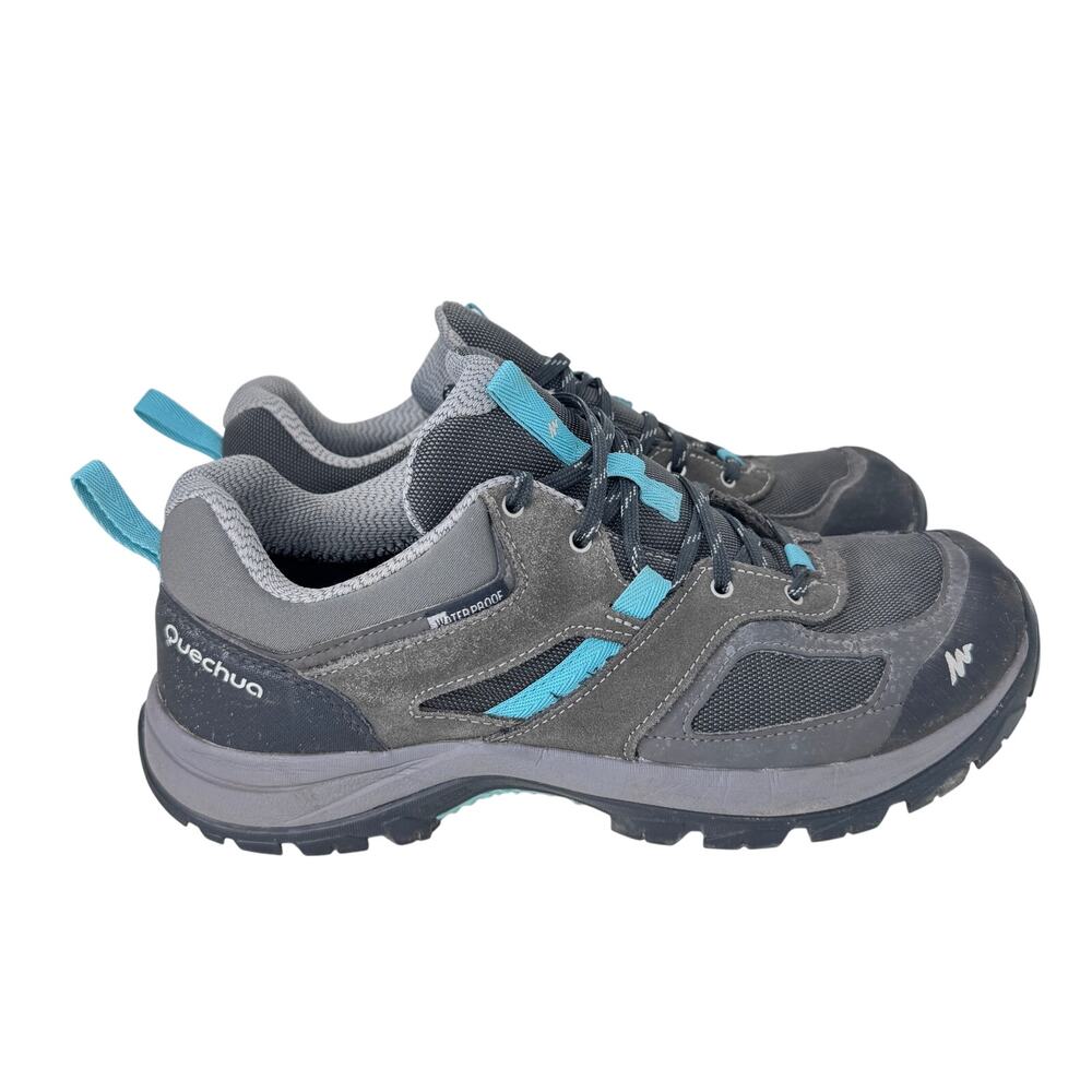 Quechua Decathlon MH100 Hiking Shoes‎ Waterproof 8397090 Blue Grey Womens Size 9